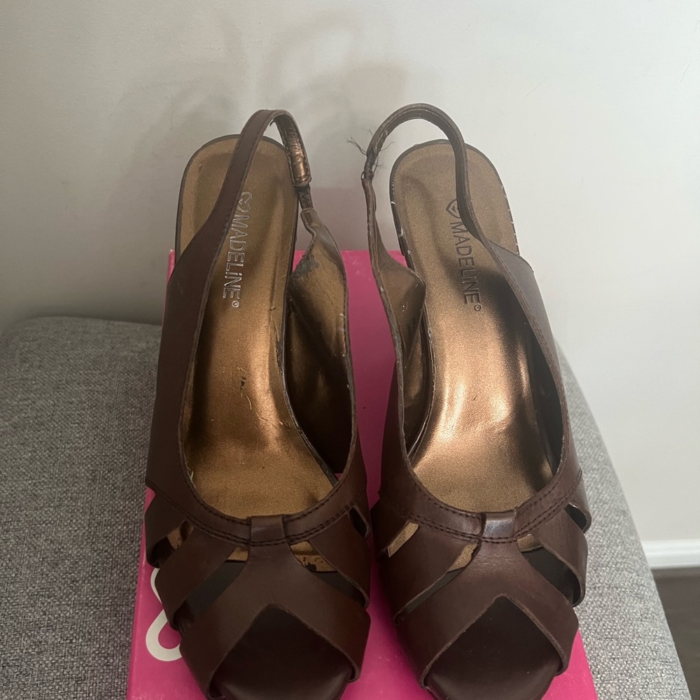 Madeline Dark Brown Slingback Heels